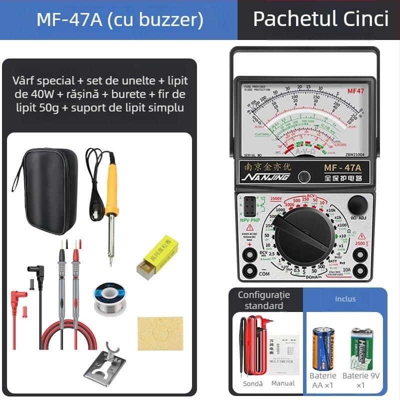 MF47A Multimetru mecanic analog — înaltă precizie, indicator cu ac, model MF47A