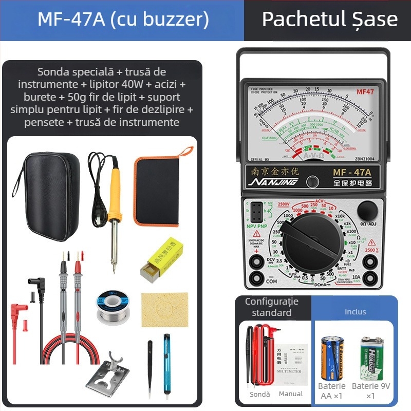 MF47A Multimetru mecanic analog — înaltă precizie, indicator cu ac, model MF47A