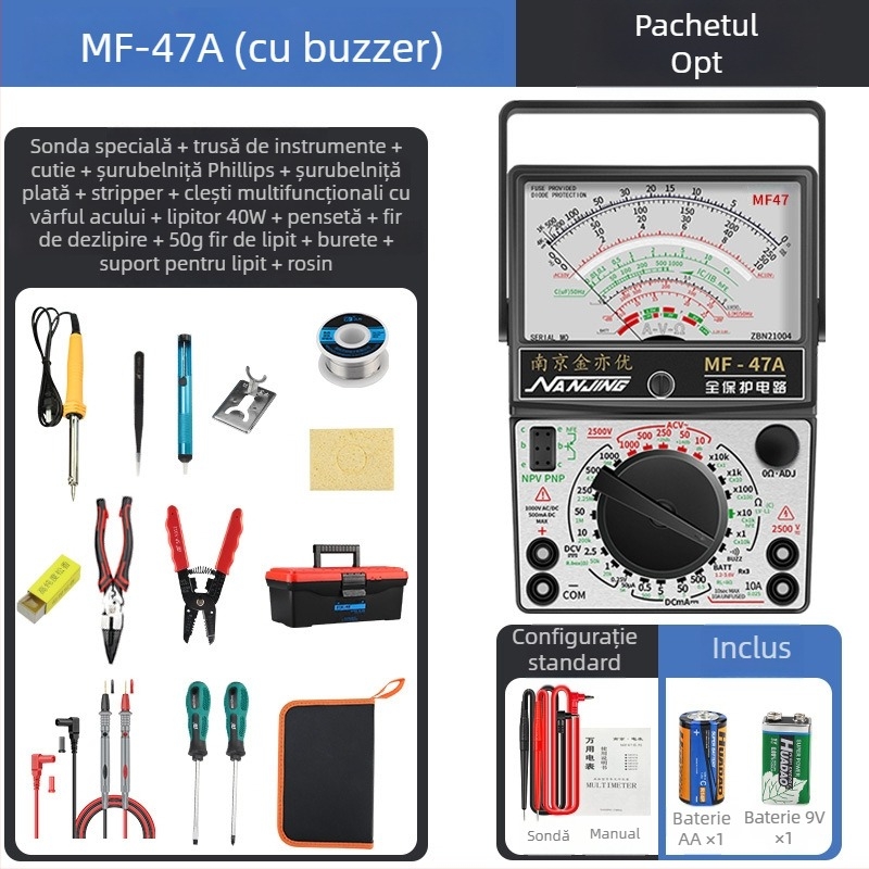 MF47A Multimetru mecanic analog — înaltă precizie, indicator cu ac, model MF47A