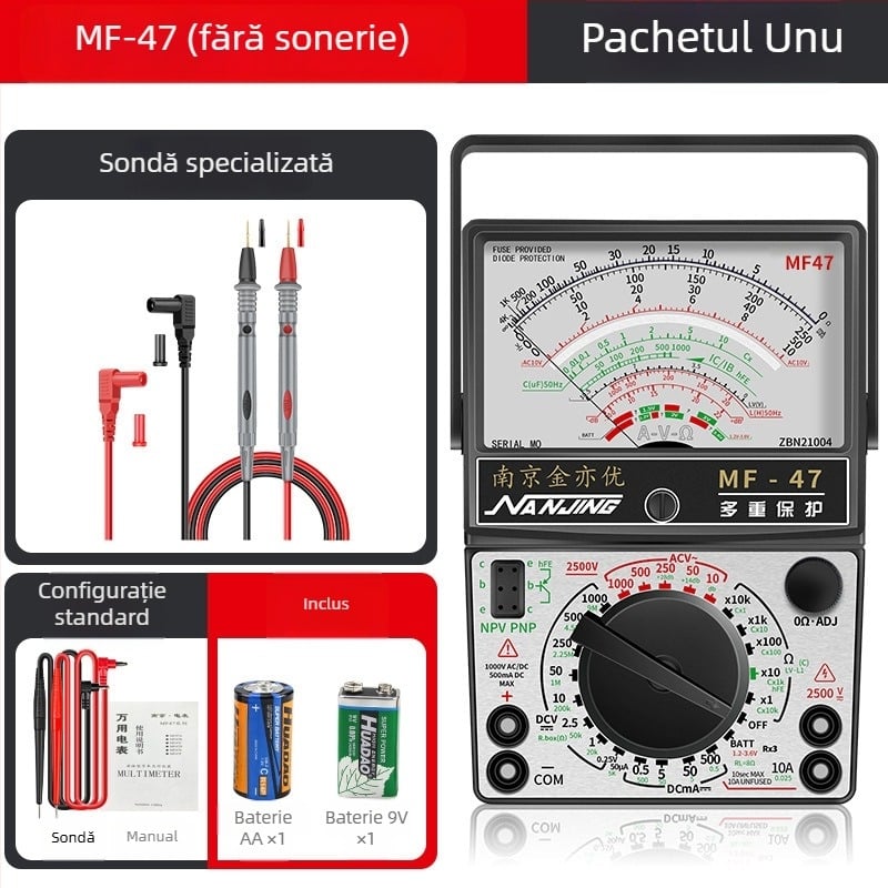 MF47A Multimetru mecanic analog — înaltă precizie, indicator cu ac, model MF47A
