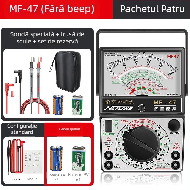 MF47A Multimetru mecanic analog — înaltă precizie, indicator cu ac, model MF47A