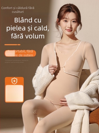 Set de pijamale de maternitate pentru alăptare – Top fără mâneci și pantaloni, model solid, poliester cationic cu spandex (90–95% poliester; spandex <30%), toamna 2025