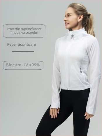 Geacă de drumeție pentru femei cu protecție UV50, impermeabilă și rezistentă la vânt, glugă detașabilă, material elastan