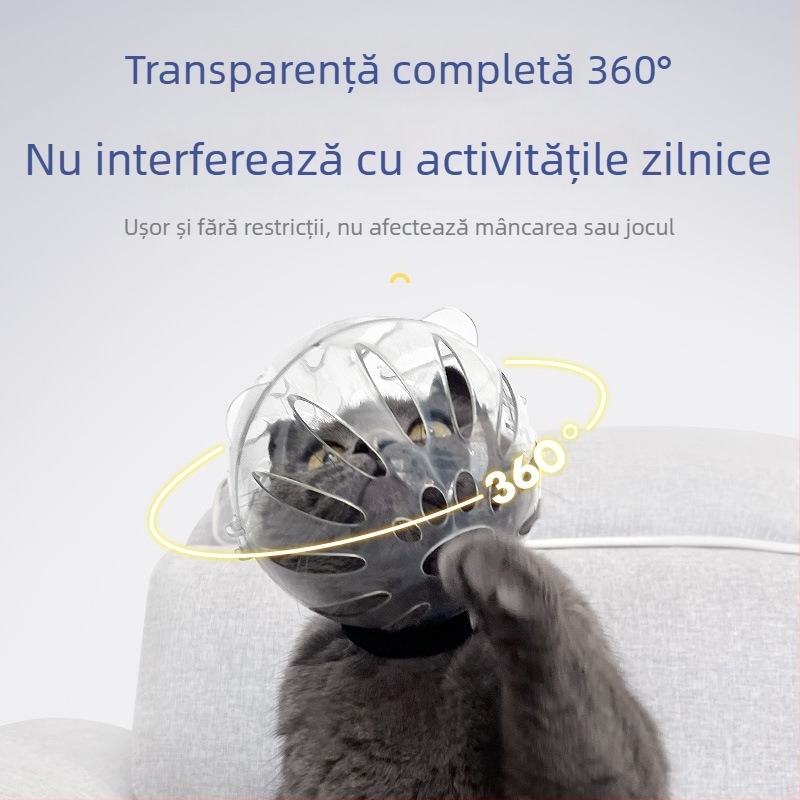 Măști - Capac de cap din plastic transparent pentru pisici, pentru animale de companie, pachet de 60 buc., brand Zhen Qi Meow, etichetă privată licențiată