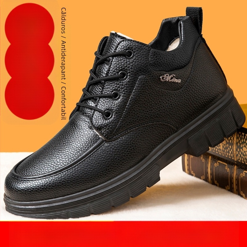 Cizme de iarnă pentru zăpadă, căptușite cu fleece, încălzite, talpă antiderapantă, partea superioară PU, talpa PVC, vârf rotund, toc plat