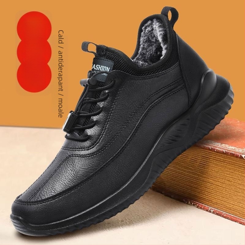 Ghete de iarnă pentru bărbați, PU pe partea superioară, talpă din plastic, șireturi în față, talpă groasă, vârf rotund