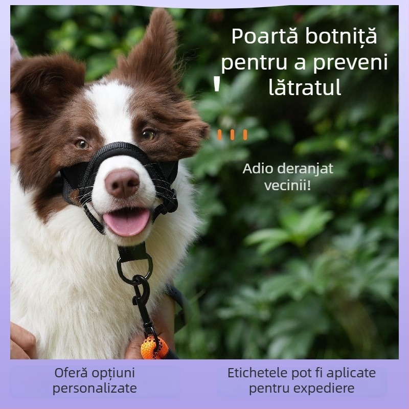 Botniță pentru câine din material textil | Previne mușcături și lătrat | Permite să bea apă | Nu este importat