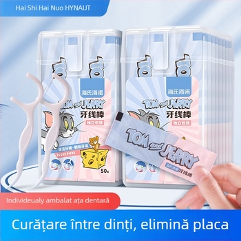 Bețișoare Hainuo din ață dentară, de unică folosință, ambalate individual, portabile, 50 buc