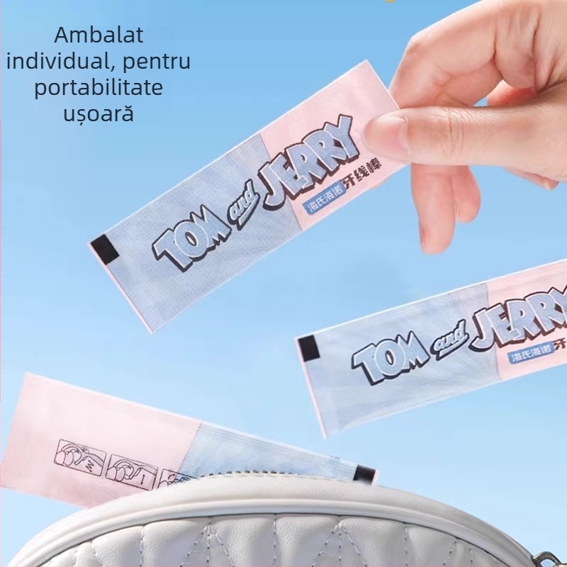 Bețișoare Hainuo din ață dentară, de unică folosință, ambalate individual, portabile, 50 buc