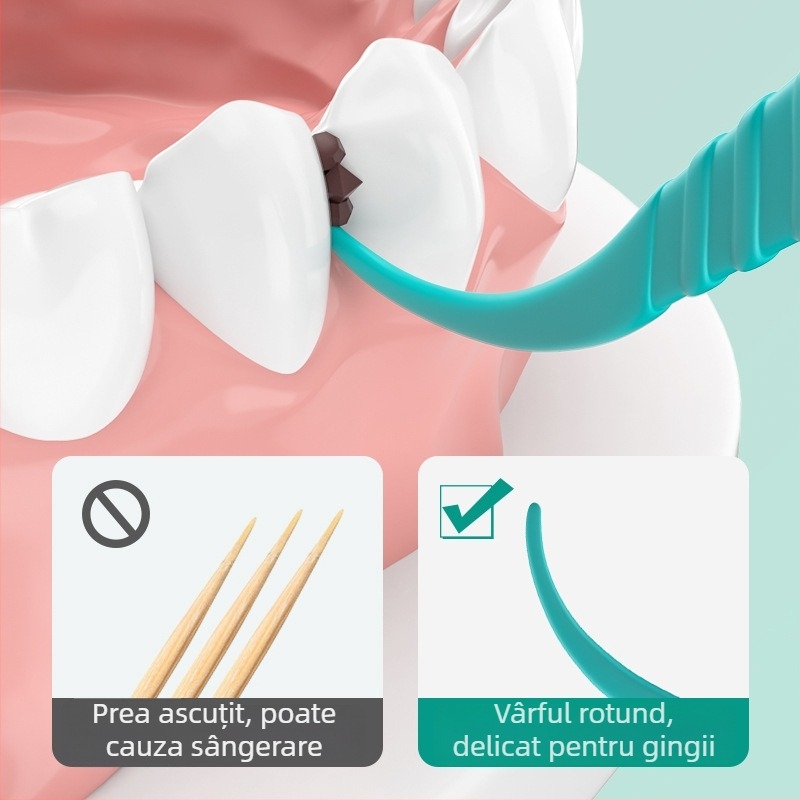 RAOYI bețișoare dentare antibacteriene, din plastic, de unică folosință, cutie cu 50 bucăți pentru curățare interdentală portabilă