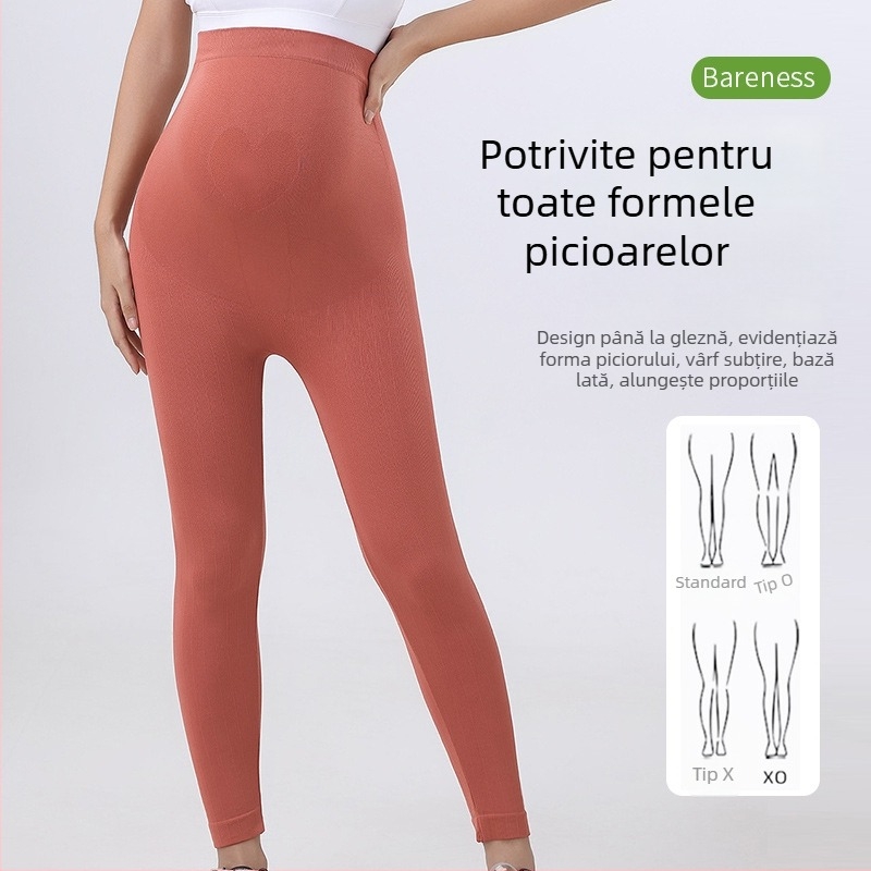 Colanți de maternitate fără cusături pentru yoga, talie înaltă, lungi, ridicare a feselor, grosime medie, amestec nylon-spandex