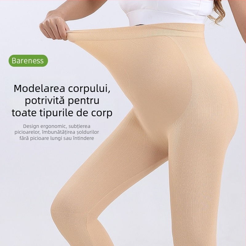 Colanți de maternitate fără cusături pentru yoga, talie înaltă, lungi, ridicare a feselor, grosime medie, amestec nylon-spandex