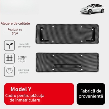 Suport placă de înmatriculare pentru Tesla Model Y — din plastic, protecție totală, compatibil cu Model Y