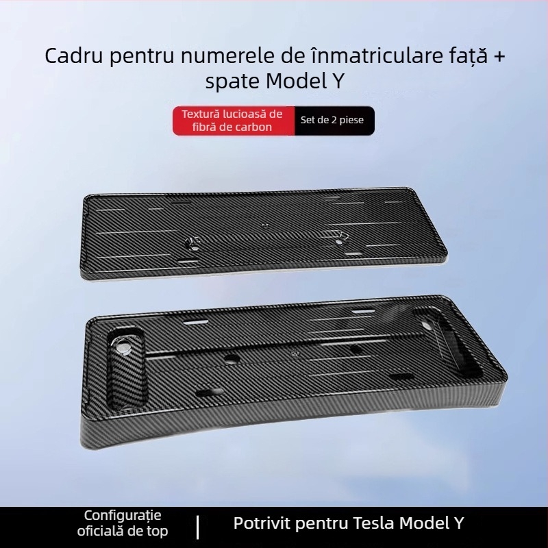Suport placă de înmatriculare pentru Tesla Model Y — din plastic, protecție totală, compatibil cu Model Y