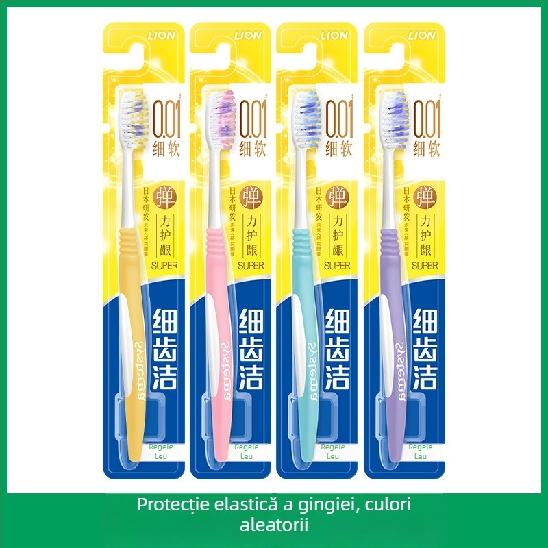Periuță de dinți Lion pentru adulți, manuală, curățare fină, protecție a gingiilor, peri moi, ambalaj single, cutie 48 buc.