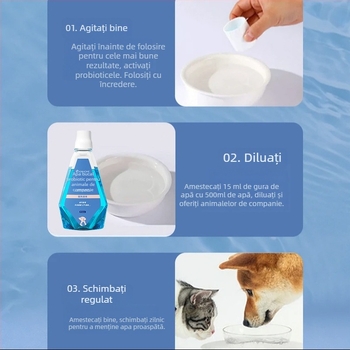 KIMHOME Lichid de gură pentru animale de companie – Respirație proaspătă, Îndepărtarea petelor de pe dinți, Îngrijire a gingiilor, Utilizare generală