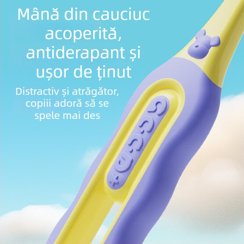SOAO periuță de dinți pentru copii cu trei fețe — peri moi, set de 2, manuală
