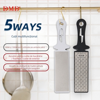 DMD Piatră de ascuțit pentru cuțite de bucătărie – Diamant/Ceramic, granulație duală 400/1000, pentru cuțite, foarfece și altele