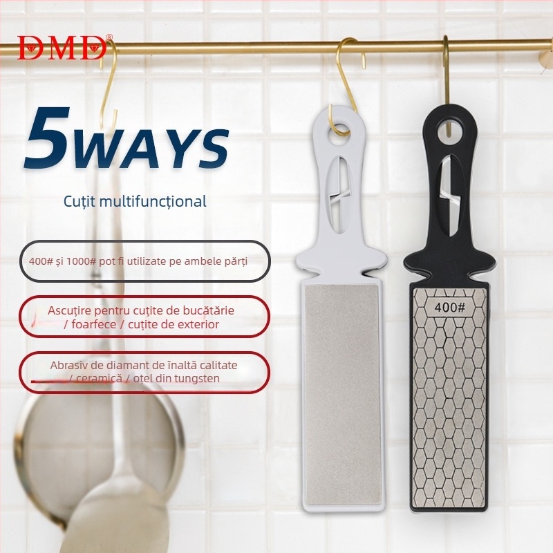 DMD Piatră de ascuțit pentru cuțite de bucătărie – Diamant/Ceramic, granulație duală 400/1000, pentru cuțite, foarfece și altele
