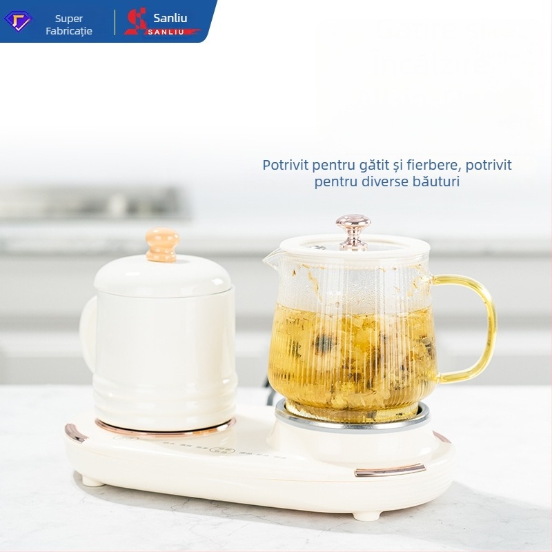 Oală de ceai pentru sănătate cu corp din sticlă, control tactil, 220V, 15-360W, 1-2 persoane