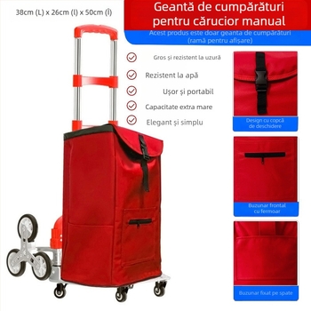 Geantă de depozitare pentru căruciorul de cumpărături, Formă cubică, Material 600D Oxford, Multifuncțională, Pentru exterior
