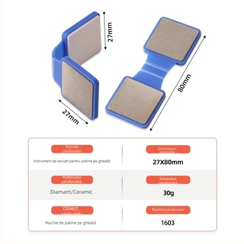 DMD unealtă pentru marginea patinelor cu gheata, pilă diamant-ceramic cu două fețe, model 1603
