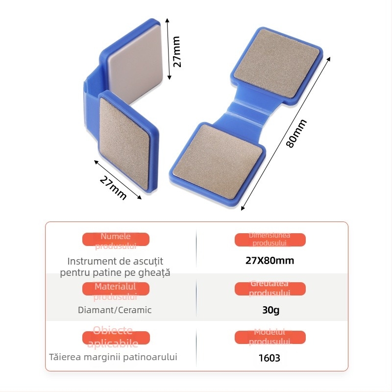 DMD unealtă pentru marginea patinelor cu gheata, pilă diamant-ceramic cu două fețe, model 1603
