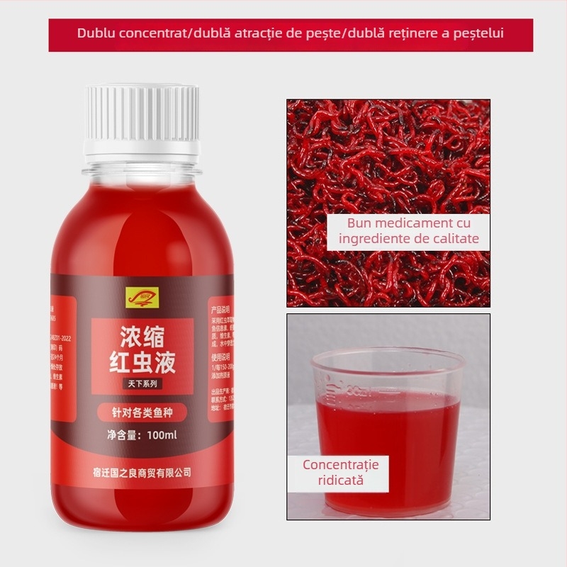 Guoliang Concentrat cu Viermi Roșii – Momeală Lichidă pe Bază de Apă pentru Pescuit (Momeală Cuprinzătoare)