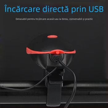 7588 Lumină față pentru bicicletă USB reîncărcabilă, rezistentă la ploaie pentru ciclism nocturn MTB
