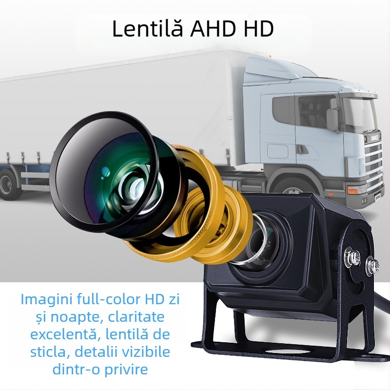 Camera de mers în marșarier pentru camioane și autobuze, 1920x1080 AHD, 12V, unghi de vizualizare 170°, potrivită pentru camioane, autobuze și stivuitoare