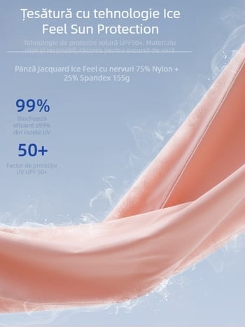 Tricou cu protecție UV cu mâneci lungi, material Ice Silk, respirabil, uscare rapidă, UPF50+