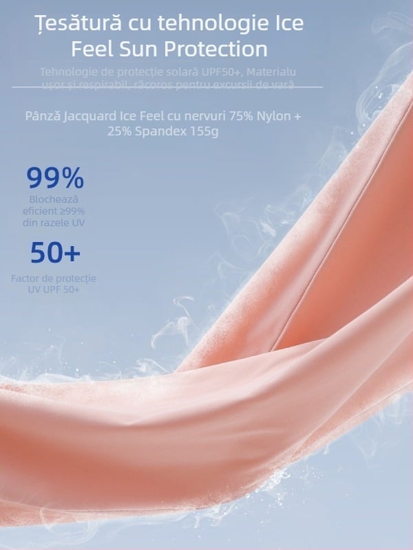 Tricou cu protecție UV cu mâneci lungi, material Ice Silk, respirabil, uscare rapidă, UPF50+