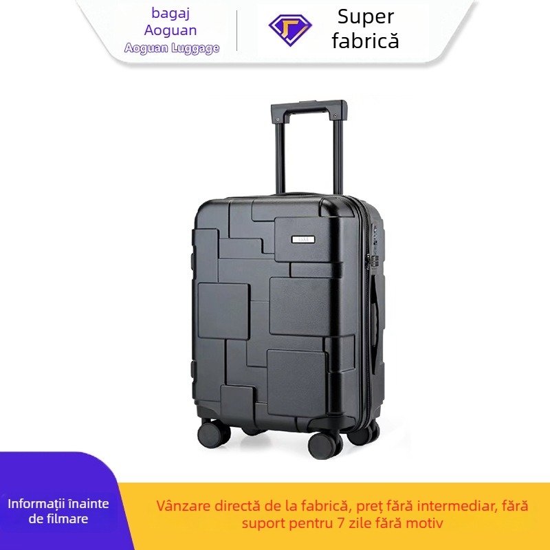 Valiză ABS de 20 inch cu lacăt de parolă, roți universale, închidere cu fermoar, extensibilă