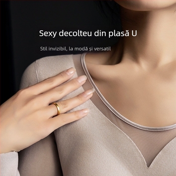 Top termic pentru femei, cu sutien integrat și pernă pentru bust, mâneci lungi, țesătură groasă din poliester, cald, culoare solidă