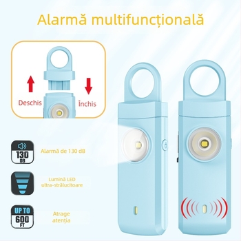 Alarmă personală pentru femei, vârstnici și copii - 130 dB, reîncărcabilă, lumină LED, model MSA-821B, protecție împotriva lupilor