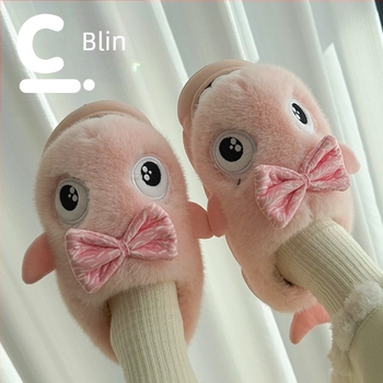 Papuci de casă pentru copii, design rechin caricatură, talpă EVA groasă și căptușeală caldă