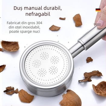 Cap de duș din oțel inoxidabil SUS304, presurizat, funcție ploaie, certificat CE UE