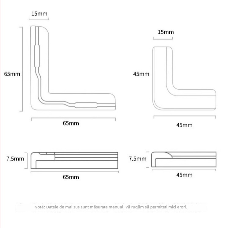 Protectori de colț din aluminiu pentru ferestre, unghi drept, protecție anti-coliziune pentru uși și ferestre (Origine: Yiwu; Brand: Neck Strength; Ambalare: Vezi detalii)