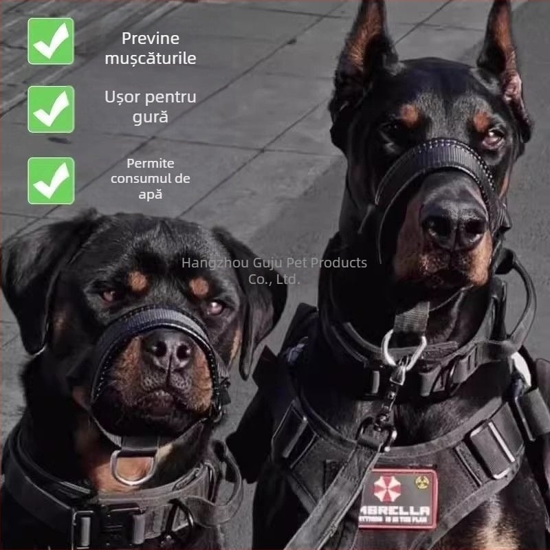 Botniță de câine pentru Doberman și German Shepherd – anti mușcare, anti lătrat, permite consumul de apă