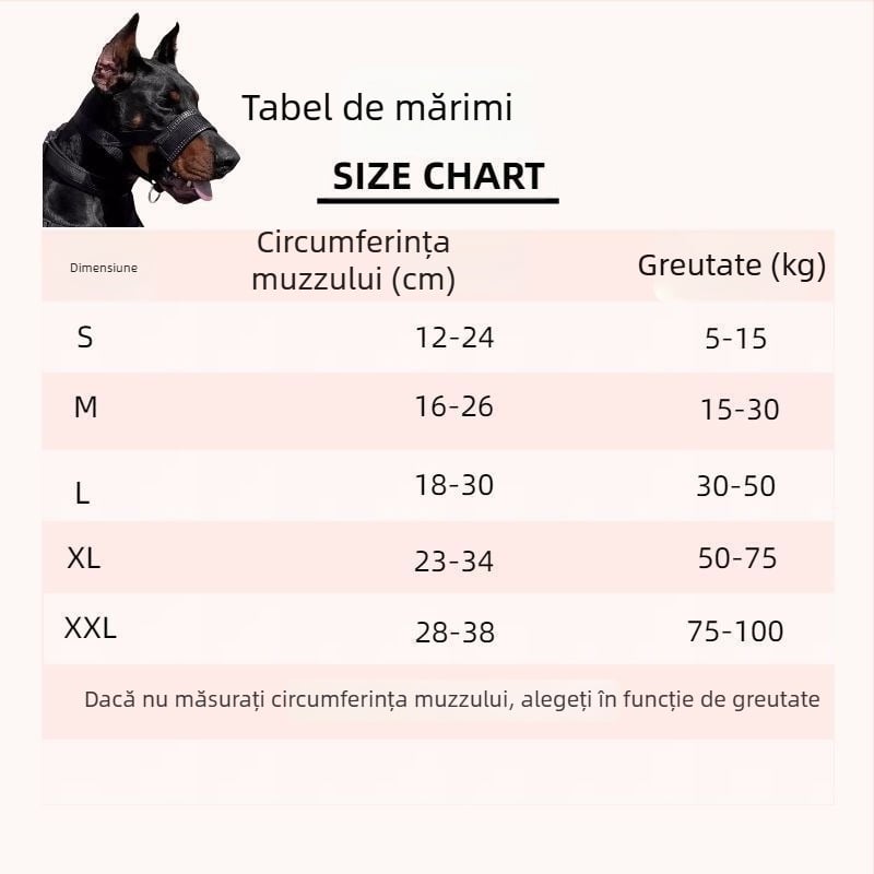 Botniță de câine pentru Doberman și German Shepherd – anti mușcare, anti lătrat, permite consumul de apă