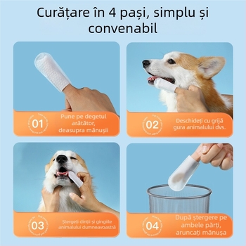 Șervețe umede pentru curățarea dinților la animale – pentru câini și pisici, îngrijire a gingiilor și igienă orală; Brand Madden/Maidou; Material: apă, material nețesut, extract de ulei de măsline; Model mr229