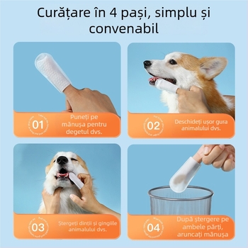 Șervețele pentru curățarea dinților la animale de companie – pentru câini și pisici, îngrijire a gingiilor, țesătură nețesută, Madden/Wheat Beans
