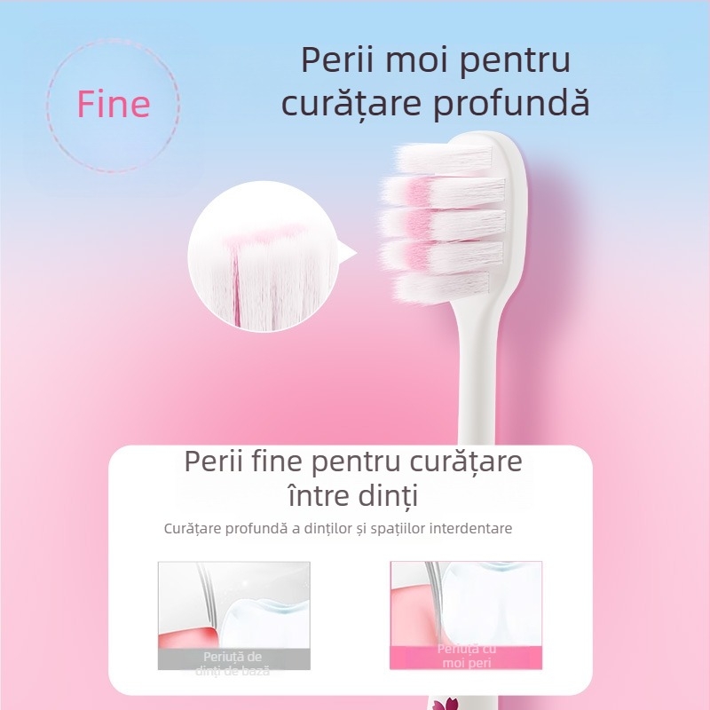 Periuță de dinți manuală pentru adulți, fire moi, protecție a gingiilor, model 001, set de 3
