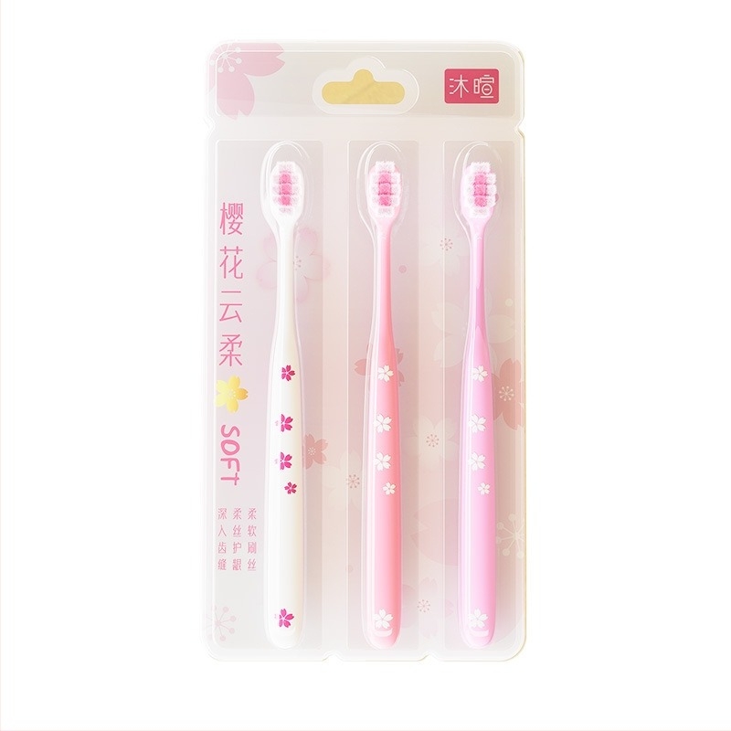 Periuță de dinți manuală pentru adulți, fire moi, protecție a gingiilor, model 001, set de 3