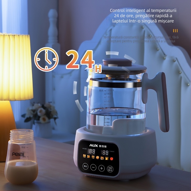 Oală de sănătate din sticlă, cu regulator pentru lapte de bebeluți și încălzitor de lapte, fierbător electric pentru uz casnic, 1–1,5 L, 220V, 500–1000W, control tactil