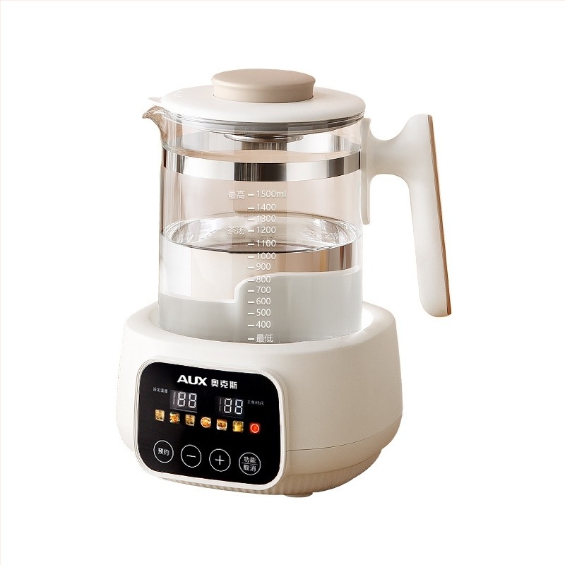 Oală de sănătate din sticlă, cu regulator pentru lapte de bebeluți și încălzitor de lapte, fierbător electric pentru uz casnic, 1–1,5 L, 220V, 500–1000W, control tactil