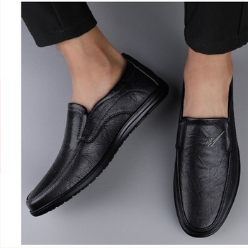 Pantofi bărbați din piele, Slip-On, upper din piele de vită, căptușeală din piele, talpă din cauciuc