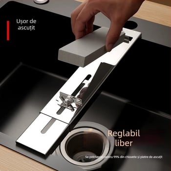 Suport fix pentru piatră de ascuțit pentru cuțite de bucătărie – din oțel inoxidabil, extensibil reglabil, stil modern minimalist, Shengwang 33050