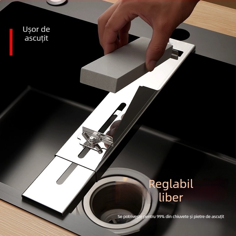 Suport fix pentru piatră de ascuțit pentru cuțite de bucătărie – din oțel inoxidabil, extensibil reglabil, stil modern minimalist, Shengwang 33050