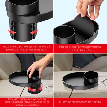 Shunwei SD-1043 Suport auto din plastic pentru pahare și tavă pentru gustări – Universal